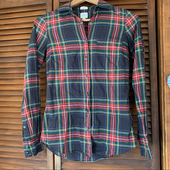 LAST CHANCE J.CREW Perfect Fit Tartan Button Down Shirt XXS - Picture 5 of 10